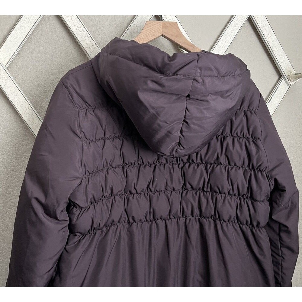 J.Jill Women's M Hooded Down Puffer Jacket Wrist Cuffs - Picture 7 of 8